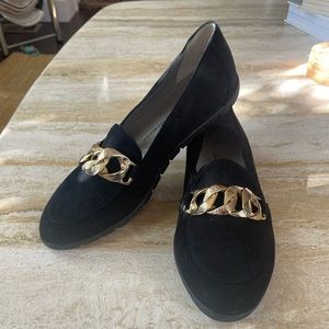 Sesto Meucci Black Suede Loafer Flats